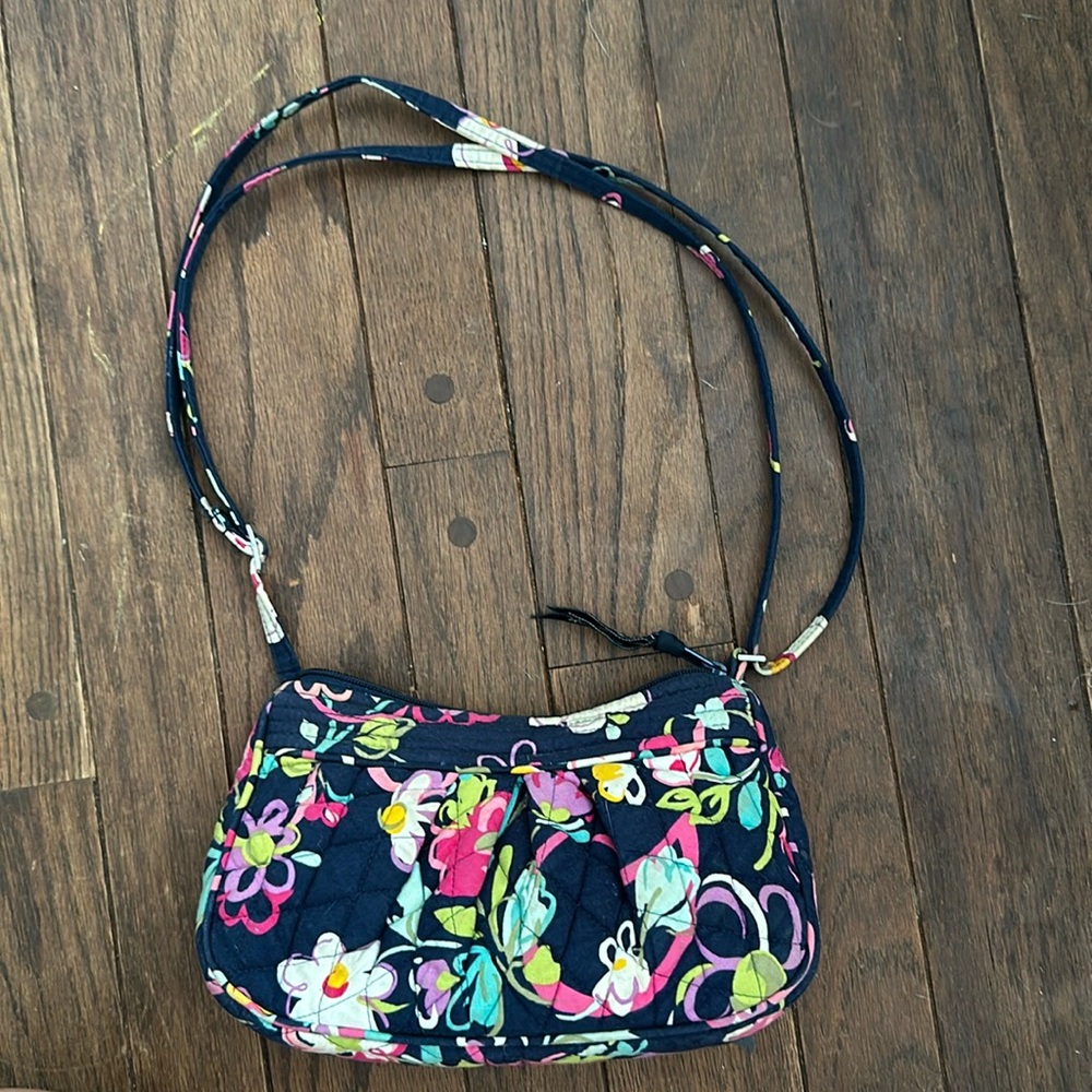 Vera Brady Navy Floral Shoulder Crossbody Bag